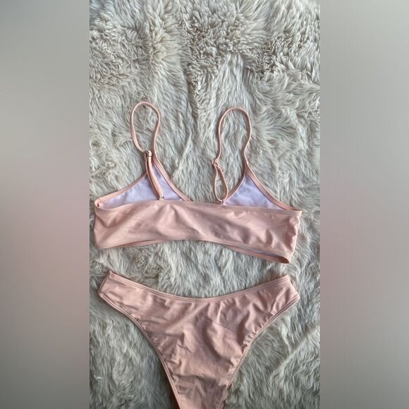 Pastel Peach Brazilian Bikini Top Bottom Large - Picture 7 of 8